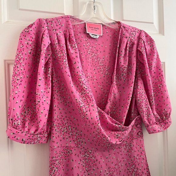 Kate Spade New Meadow Faux Wrap Wrap Dress 0 Floral Pink - Picture 6 of 15